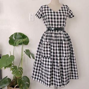 Gingham Dropped Waist Midi Dress